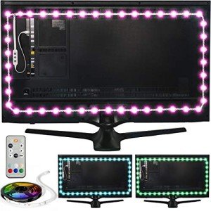 Power Practical LED Strip Lights Backlight, USB Light Strips w/Remote for 15 Ambient Color Bias Lighting Options & 10 Brightness Modes, for TV/Computer Decor/Indoor Use, Size(41"-59" TV)