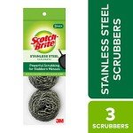 3-Pack Scotch-Brite Stainless Steel Dish Scrubbers