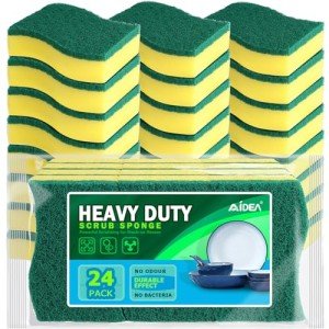 24-Pack Heavy Duty Scrub Sponges for Easy Cleaning