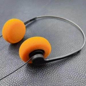 Junfamilee Orange Retro Over-Ear Headphone, Vintage Feelings Underwire Headphone, Retro Lightweight Earphones, Hi-Fi Stereo Earphone Headset, for Most Mobile Phones Playback Pevices Headphones