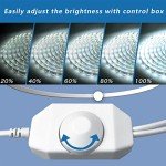 phopollo White LED Strip Lights, 16.4ft Dimmable 6500k Daylight White Led Light Strip, 300 LEDs Flexible Led Lights for Bedroom, Mirror, Kitchen Decoration