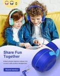 ELECDER Kids Headphones, S8 Wired Headphones for Kids with Microphone for Boys Girls, Adjustable 85dB/94dB Volume Limited (Navy/Blue)