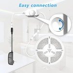 phopollo White LED Strip Lights, 16.4ft Dimmable 6500k Daylight White Led Light Strip, 300 LEDs Flexible Led Lights for Bedroom, Mirror, Kitchen Decoration