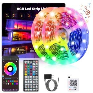 GANZQH Led Lights for Bedroom 100ft Color Changing RGB Led Strip Lights Music Sync, Cuttable Led Light Strip with Remote & App Control, Led Lights for Room, Christmas Decor, Ambient Lighting (1 Roll)