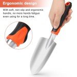 Ergonomic Orange Garden Hand Trowel and Shovel