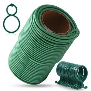 80ft Green Plant Twist Ties with 20 Clips
