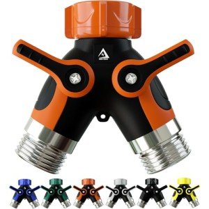2-Way Heavy Duty Hose Splitter Connector - Orange