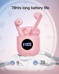 CAPOXO N7 Wireless Earbuds, Bluetooth Earbuds Headphones 78hrs Long Lasting Earphones IPX7 Waterproof Headset with Wireless Charging Case & Built-in Stereo Mic for Android iOS, Pink
