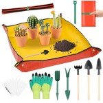 Indoor Plant Repotting Mat with Garden Tools
