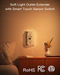 Outlet Extender with Night Light, Surge Protector, Power Strip, 5 Outlet Splitter (3 Side) and 4 USB Charger(1 USB C), USB Wall Charger, Multi Plug Outlets for Home, Office, Dorm Room Essentials