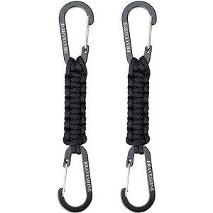 2-Pack Black Paracord Keychain Carabiner Clips