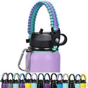 Durable Paracord Bottle Handle Strap - Light Mint/Purple