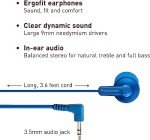 Panasonic ErgoFit Wired Earbuds, In-Ear Headphones with Dynamic Crystal-Clear Sound and Ergonomic Custom-Fit Earpieces (S/M/L), 3.5mm Jack for Phones and Laptops, No Mic - RP-HJE120-AA (Metallic Blue)