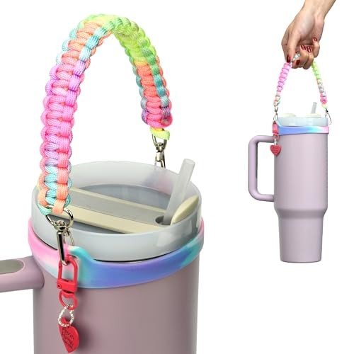 Colorful Paracord Water Bottle Strap with Pendant