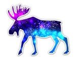 Moose Northern Lights Vinyl Sticker - 3" Decal