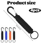 4-Piece Paracord Keychain with Carabiner Clip