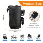 Bike Cup Holder with Mesh Pocket - Black