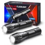 2 Pack Bright LED Tactical Flashlights with Zoom