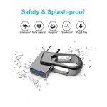 64GB USB C Flash Drive, 2-in-1 OTG USB 3.0 Thumb Drive, Dual USB Memory Stick Pen Drive for Type-C Android Smartphones Tablets and New MacBook Laptop PC PDA Samsung, Black