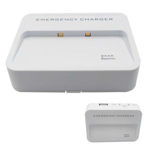 LZDICITARU Battery Operated Phone Charger Emergency Hold on Wall USB Battery Powered Power Bank Portable 2 AA Batteries Powered Outlet (White)