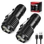 Rechargeable Mini Flashlights with Magnetic Base - 2 Pack