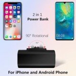 VOVOAEWACH Mini Portable Charger Power Bank for iPhone and Android Phone, 2 in 1 Two Charge Connectors Upgraded 5000mAh Battery Pack Compatible with iPhone Series, Samsung S23/S22 (Black)