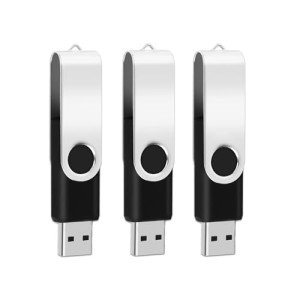 3PCS 1GB USB Flash Drive EASTBULL USB 2.0 Drive Swivel USB Stick Memory Stick Metal Pen Drive (Black)