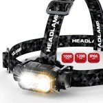 LED Rechargeable Headlamp Flashlight | Detachable Head Light for Forehead with Motion Sensor | IP66 Waterproof | 10 Modes (Red Light included) | 120° Adjustable Head Lamp for Running, Camping, Fishing