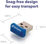 Verbatim 64GB Store 'n' Stay Nano USB 3.2 Gen 1 Flash Drive Snag-free Low Profile Thumb Drive - Blue