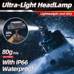 LED Rechargeable Headlamp Flashlight | Detachable Head Light for Forehead with Motion Sensor | IP66 Waterproof | 10 Modes (Red Light included) | 120° Adjustable Head Lamp for Running, Camping, Fishing