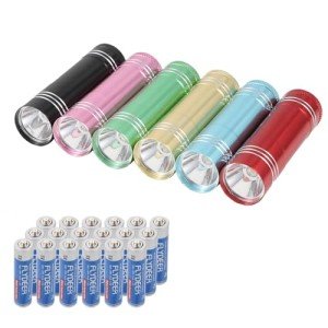 6 Pack Mini LED Flashlights - Assorted Colors