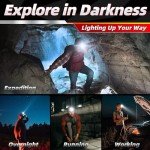 LED Rechargeable Headlamp Flashlight | Detachable Head Light for Forehead with Motion Sensor | IP66 Waterproof | 10 Modes (Red Light included) | 120° Adjustable Head Lamp for Running, Camping, Fishing