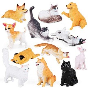 12PCS Realistic Dog & Cat Figurines Set