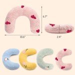 Soft U-Shaped Cat Cuddler Pillow - Pink Heart