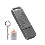 EASTBULL 32GB FAT32 USB 3.0 Flash Drive with a USB C Adapter and Keychain, Fast-Speed Thumb Drive Metal Pen Drive 32 G Memory Stick for Storage and Backup (Grey, with USB C 3.0 Adapter, Keychain)