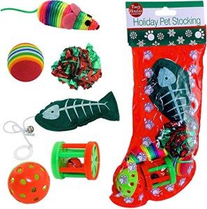 Kole Christmas Cat Stocking with 6 Toys