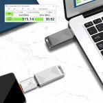 EASTBULL 32GB FAT32 USB 3.0 Flash Drive with a USB C Adapter and Keychain, Fast-Speed Thumb Drive Metal Pen Drive 32 G Memory Stick for Storage and Backup (Grey, with USB C 3.0 Adapter, Keychain)
