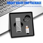 EASTBULL 32GB FAT32 USB 3.0 Flash Drive with a USB C Adapter and Keychain, Fast-Speed Thumb Drive Metal Pen Drive 32 G Memory Stick for Storage and Backup (Grey, with USB C 3.0 Adapter, Keychain)