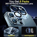 Ferilinso [6 Pack] Camera Lens Protector for iPhone 14 Pro Max iPhone 15 Pro Max iPhone 14 Pro iPhone 15 Pro Accessories camera screen Cover 9H Glass Unbreakable Protection Case Friendly
