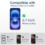 amFilm Auto-Alignment OneTouch for iPhone 16 Plus [6.7''] Screen Protector + Camera Lens Protector, Tempered Glass, 30 seconds Installation, Bubble Free, Case Friendly, Anti-Scratch [2+2 Pack]