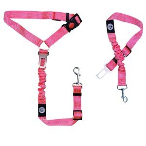 Reflective Pet Seat Belt Harness and Leash (Pink)