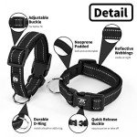 Reflective Dog Collar and Leash Set - Black