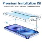 amFilm Auto-Alignment OneTouch for iPhone 16 Plus [6.7''] Screen Protector + Camera Lens Protector, Tempered Glass, 30 seconds Installation, Bubble Free, Case Friendly, Anti-Scratch [2+2 Pack]
