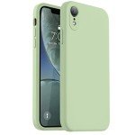 Vooii Compatible with iPhone XR Case, Upgraded Liquid Silicone with [Flat Edges] [Camera Protection] [Soft Anti-Scratch Microfiber Lining] Phone Case for iPhone 10 XR 6.1 inch - Matcha