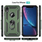 Yiakeng for iPhone XR Case, iPhone XR Phone Case with Screen Protector, Military Grade Protective Cases with Ring for iPhone XR (Military Green)