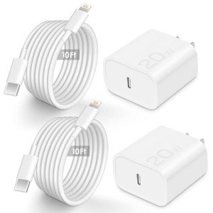 2 Pack for i Phone Charger Fast Charger 10 FT 20W PD i Phone USB C Fast Charger Block with 10 Foot USB C Fast Charging Cable Compatible with iP14 Plus/14/13/12/11 Pro Max/XS/Max