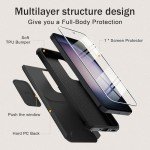 LATVIN for Samsung Galaxy A35 5G Case with 1 Screen Protector, Built-in Slide Camera Cover, Military Grade Drop Protection, Heavy Duty Rugged Shockproof Protective Phone Cover, Black