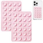 JingJinYY 2 Pack Silicone Suction Phone Case Mount, Non Slip Sticky Phone Grip for Cellphone, Silicon Adhesive Suction Cup Phone Mount, Strong Grip Holder for Selfies and Videos (Light Pink)