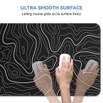 DIGSOM Mouse Pad Gaming Mousepad 31.5 x 11.8 in Large Mouse Pad for Keyboard and Mouse with Anti-Slip Rubber Base, Keyboard Pad XL Mouse Mat for Home and Office（Black with White Topographic Line）