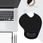 Tharney Ergonomic Mouse Pad with Wrist Rest Support, Mousepad with Comfortable Gel Wrist and Non-Slip PU Base for Pain Relief, Computer, Laptop, Office, Home (Black)